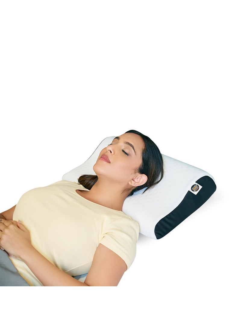 CareFoam Ultimate Cervical Neck Pillow 2 Years Warranty Pain Relief Sleep Improves Posture Spinal Alignment Neck Pain Relief Pillow Queen 19 x 11 x 35 Inch White Jacquard Cover Pack of 1