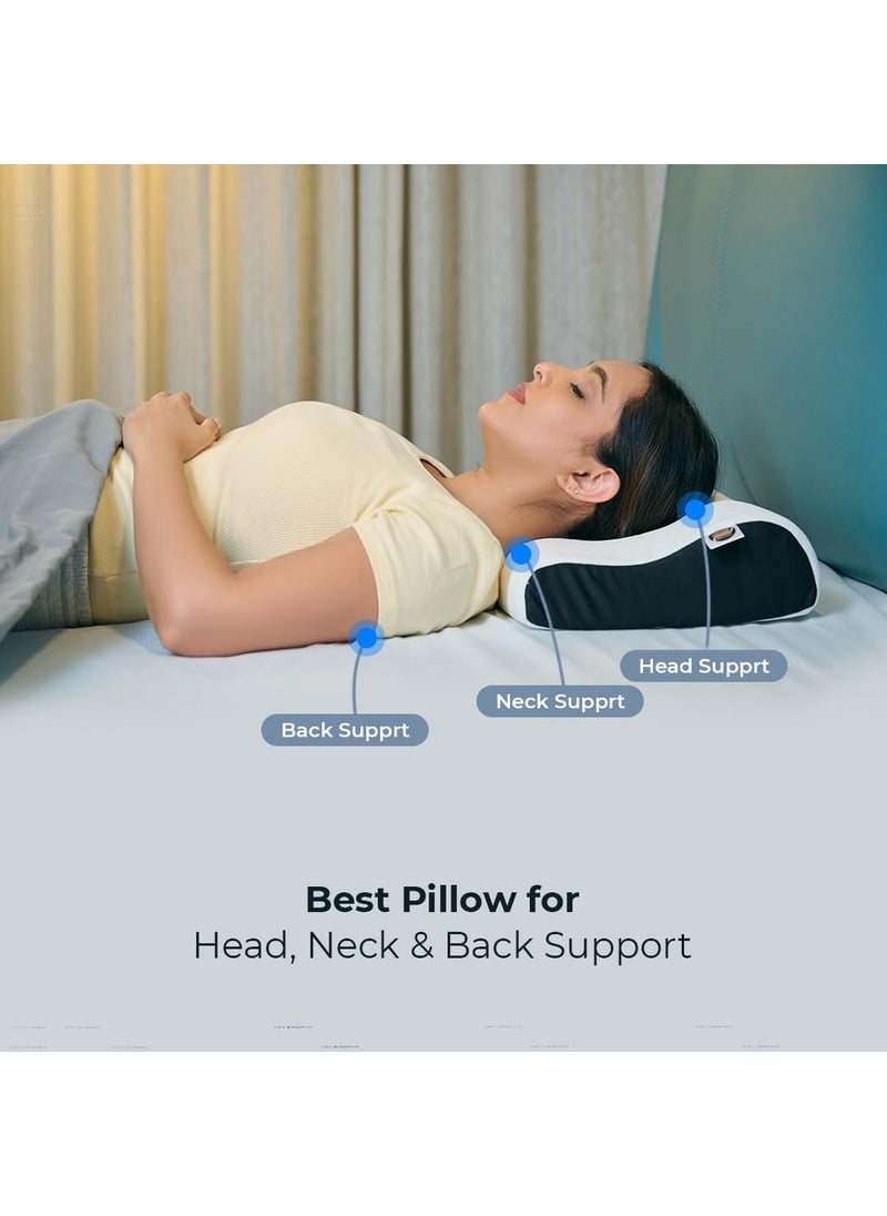 CareFoam Ultimate Cervical Neck Pillow 2 Years Warranty Pain Relief Sleep Improves Posture Spinal Alignment Neck Pain Relief Pillow Queen 19 x 11 x 35 Inch White Jacquard Cover Pack of 1