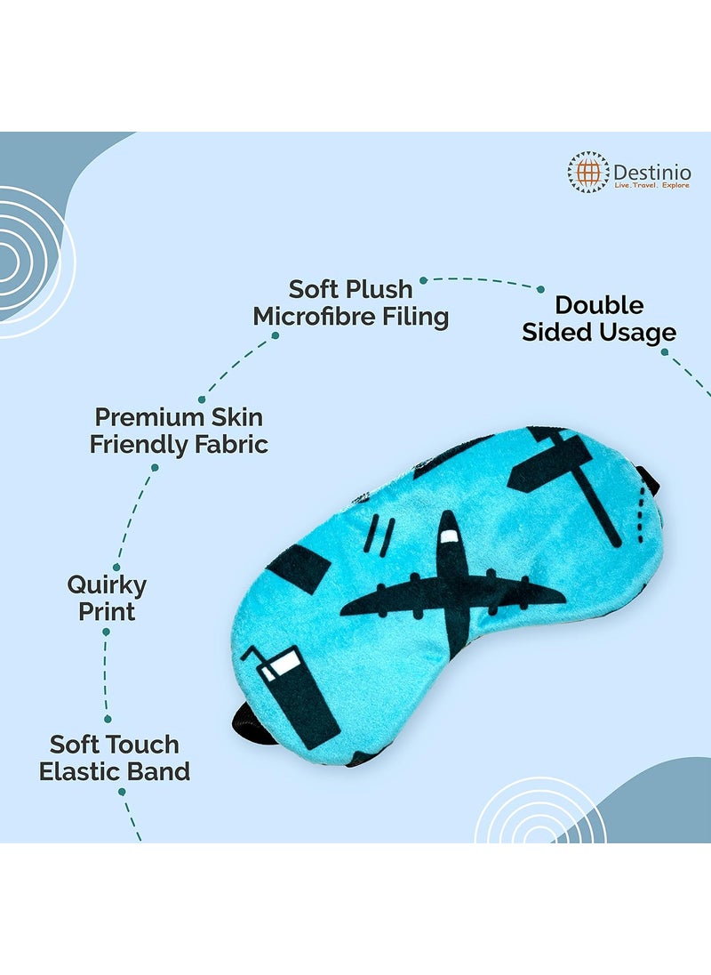 Destinio Travel Neck Pillow Memory Foam Eye Mask Washable Cover Hanging Hook Neck Pillow Memory Foam Head Rest for Flight for Men and Women pack of 1
