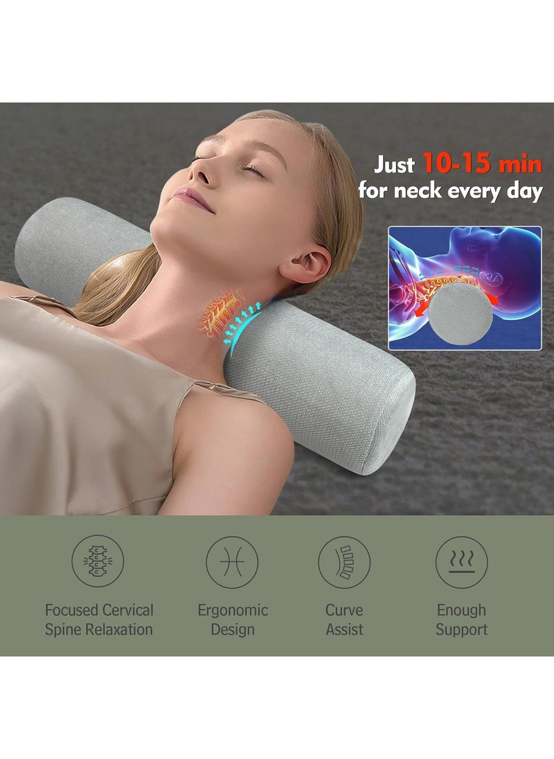 JOYENERGY Cervical Neck Roll Foam Pillow Round Neck Support for Sleeping Bolster Pillow for Bed Legs Back and Yoga 47 Inch Diameter x 17 Inches Long