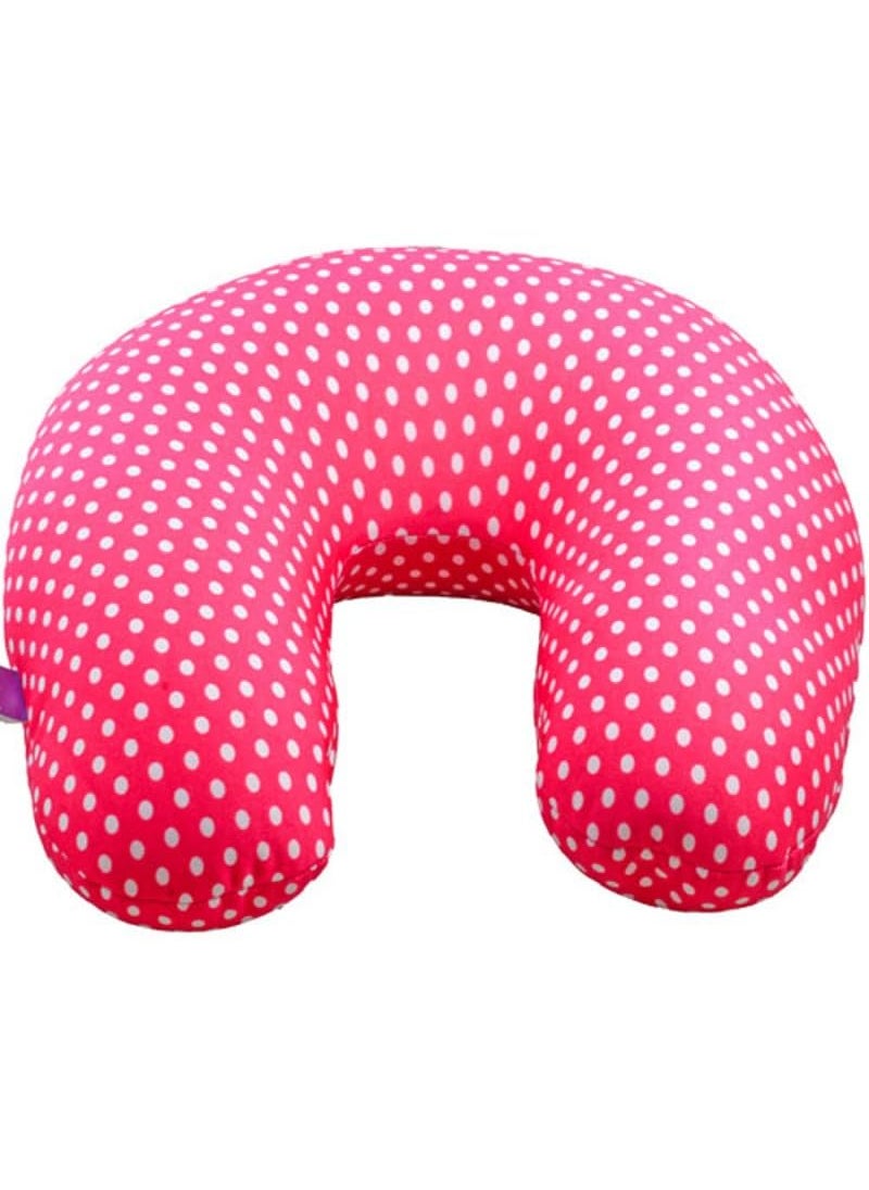 Viaggi Microbeads U Shape Neck Pillow for Travel and Relief Neck Pain Cervical Orthopedic Pillow Minidot Pink