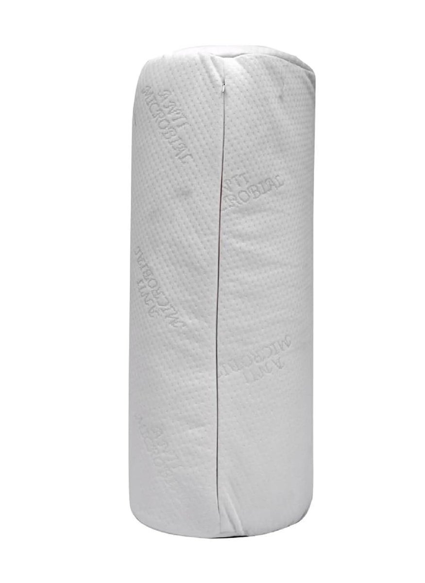 APPETINA Memory Form Neck Roll Pillow for Sleeping Round for Cervical Support White Memory Foam Bolster for Spine Lumbar Traction Spondylosis Pain Relief Washable Bmboo Cover with Cover
