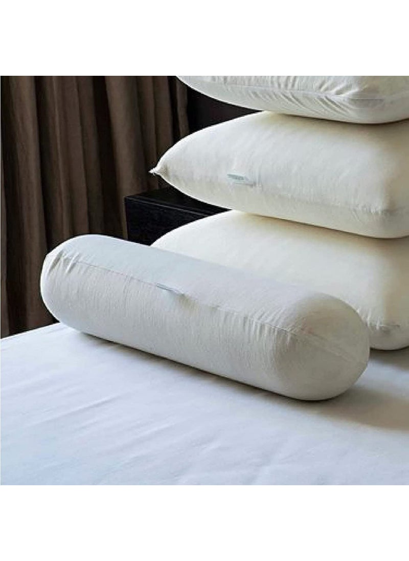 APPETINA Memory Form Neck Roll Pillow for Sleeping Round for Cervical Support White Memory Foam Bolster for Spine Lumbar Traction Spondylosis Pain Relief Washable Bamboo Cover with Cover