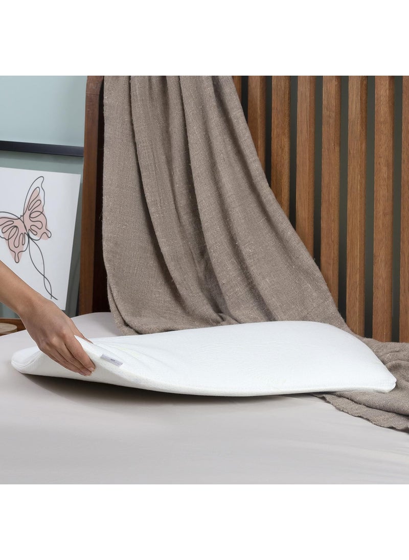 Benzola Cervical Contour Memory Foam Pillow for Bed Sleeping Orthopaedic Neck Pain Relief Sleepers with Breathable Zip Cover White
