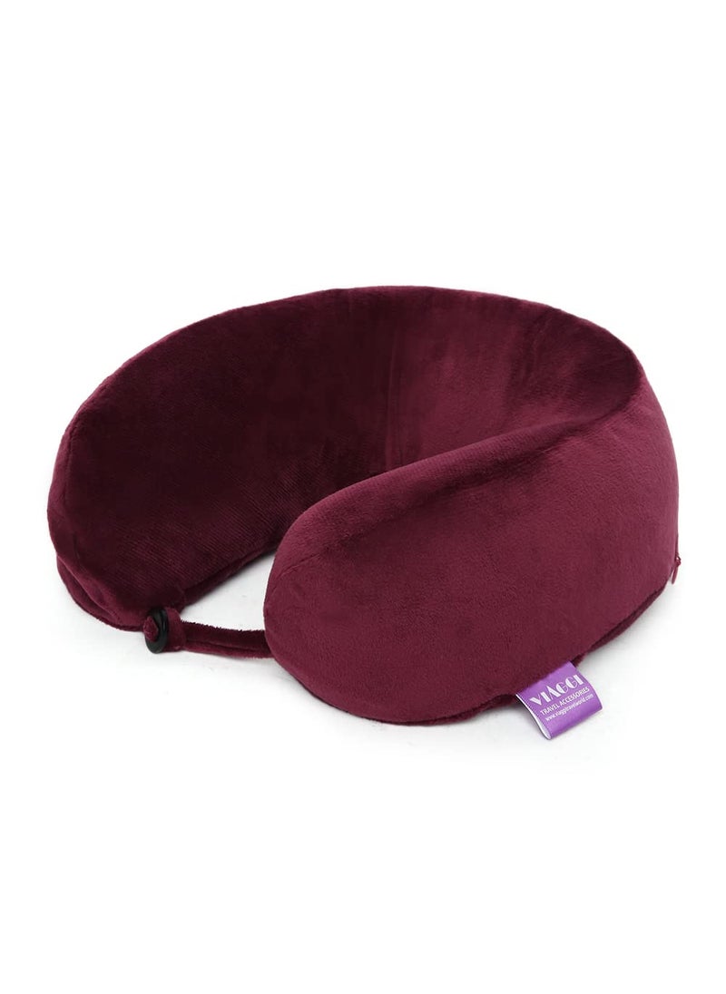 Viaggi U Shape Super Soft Memory Foam Travel Neck Pillow for Neck Pain Relief Cervical Orthopedic Use Comfortable Neck Rest Pillow Grape