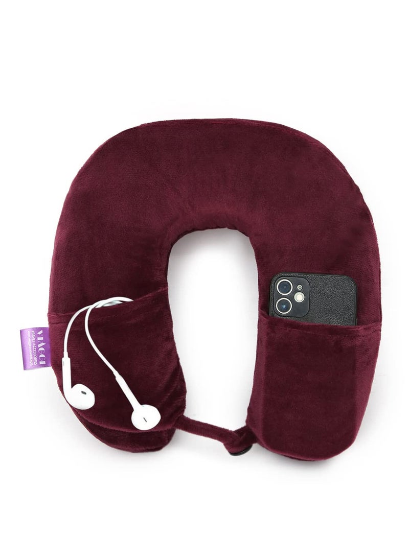 Viaggi U Shape Super Soft Memory Foam Travel Neck Pillow for Neck Pain Relief Cervical Orthopedic Use Comfortable Neck Rest Pillow Grape