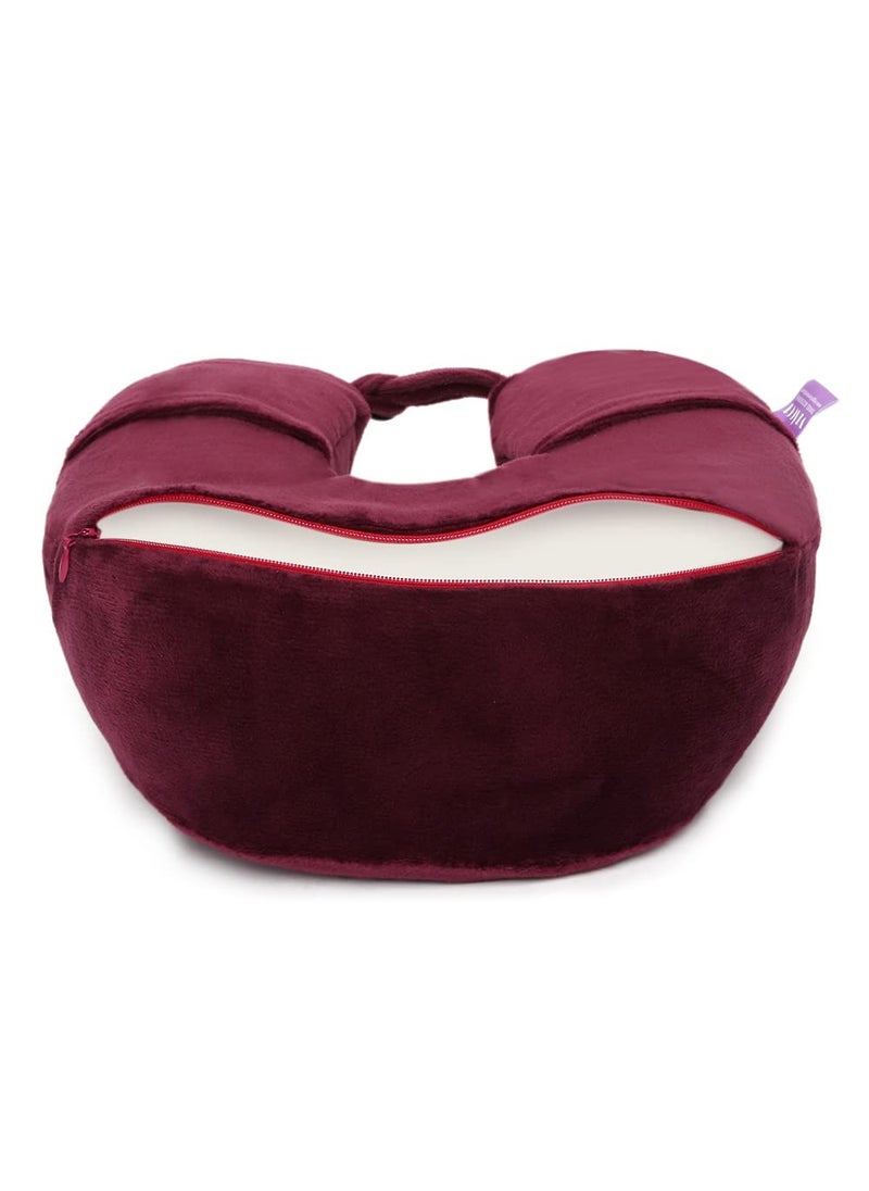 Viaggi U Shape Super Soft Memory Foam Travel Neck Pillow for Neck Pain Relief Cervical Orthopedic Use Comfortable Neck Rest Pillow Grape