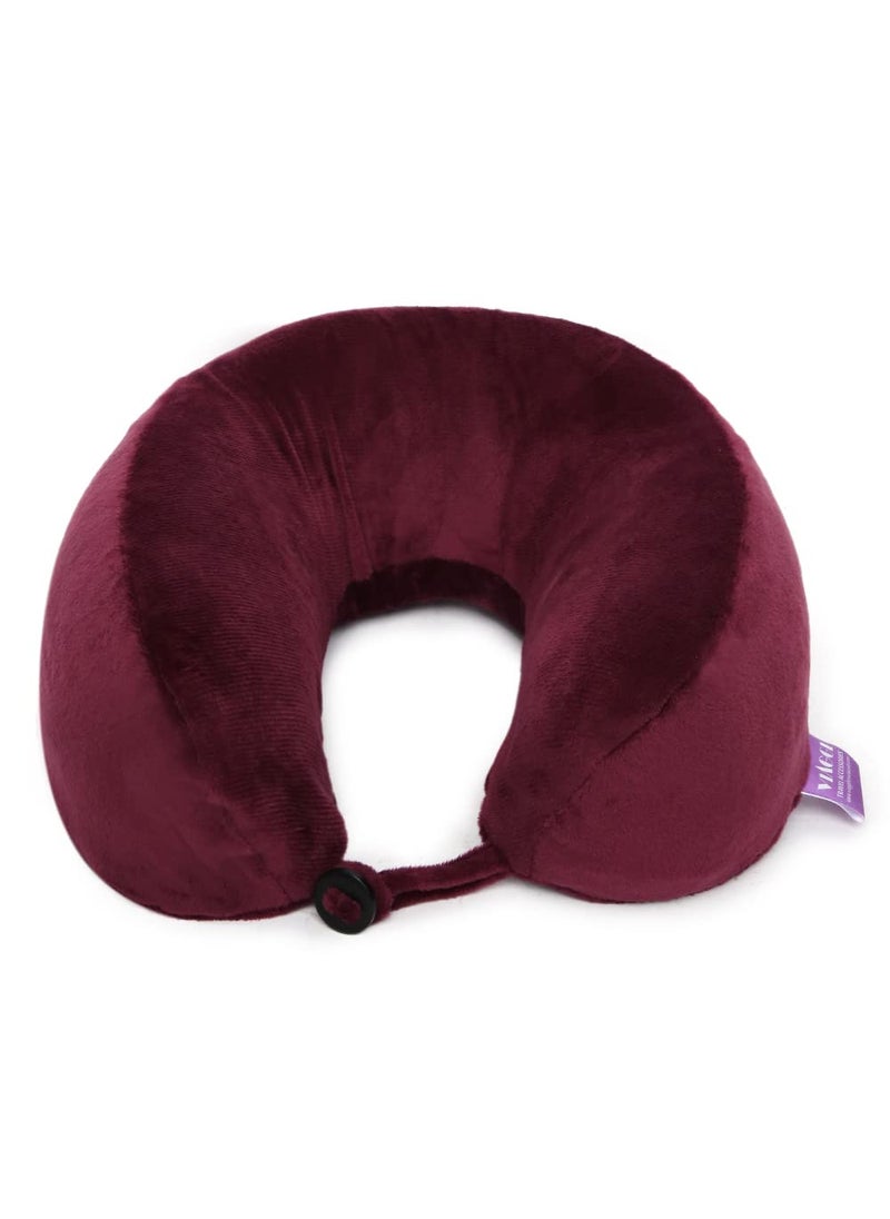 Viaggi U Shape Super Soft Memory Foam Travel Neck Pillow for Neck Pain Relief Cervical Orthopedic Use Comfortable Neck Rest Pillow Grape
