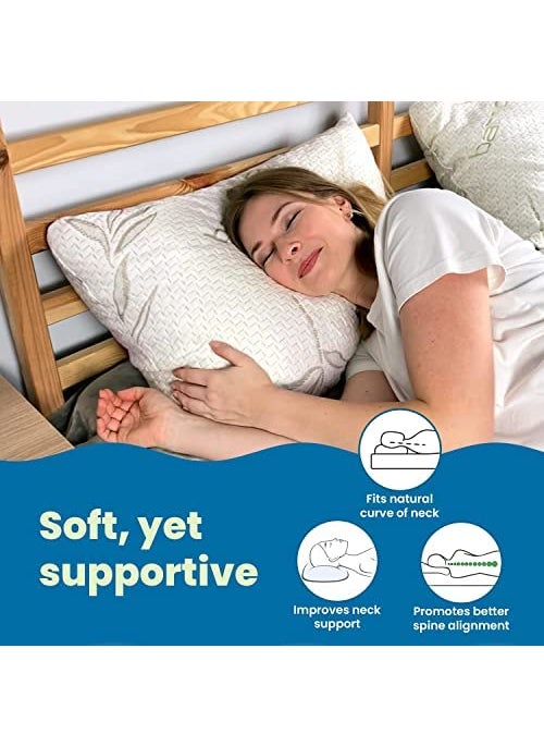 Sleepsia Cool Gel Orthopedic Memory Foam Pillows Cervical Pillow for Neck Shoulder Pain Relief Bed Pillow for Sleeping Ergonomic Support Bamboo Memory Foam King 35Lx20W