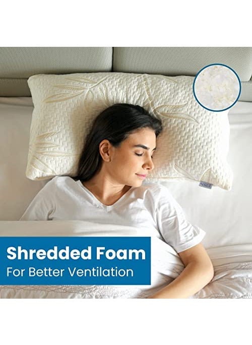 Sleepsia Cool Gel Orthopedic Memory Foam Pillows Cervical Pillow for Neck Shoulder Pain Relief Bed Pillow for Sleeping Ergonomic Support Bamboo Memory Foam King 35Lx20W