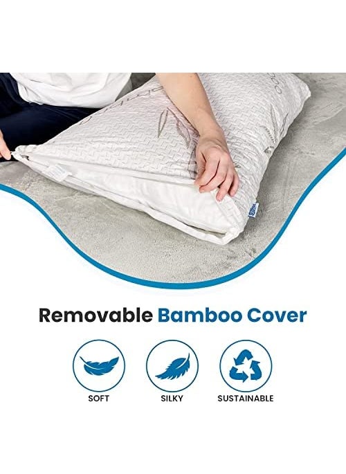 Sleepsia Cool Gel Orthopedic Memory Foam Pillows Cervical Pillow for Neck Shoulder Pain Relief Bed Pillow for Sleeping Ergonomic Support Bamboo Memory Foam King 35Lx20W
