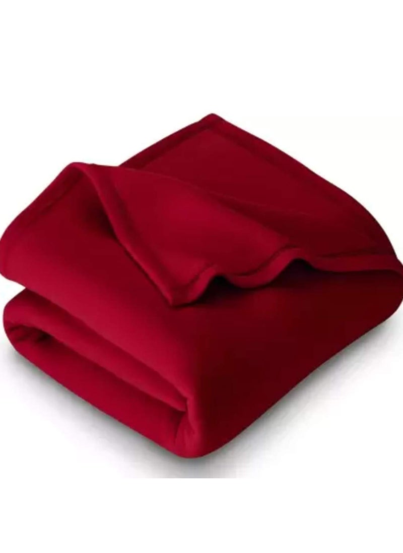 Home Stylish Soft Warm Fleece Blanket Throw Microfiber Plush Blanket for Bed Camping Traveling 90x90 Inches Maroon
