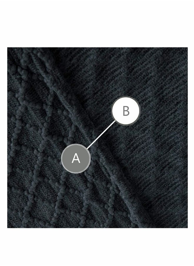 Acrylic Knitted Throw Blanket Lightweight and Soft Cozy Decorative Woven Blanket with Tassels for Travel Couch Bed Sofa Available All Year Round 51 x 67 Inch Dark Grey