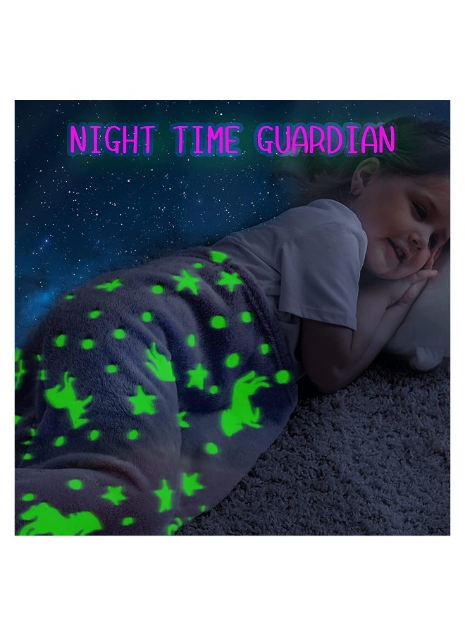 SYOSI Mermaid Tail Blanket, Glow in The Dark, Super Soft Plush Flannel Sleeping Bag, Star and Unicorn Design Snuggle Blanket, for Girls Age 1-10