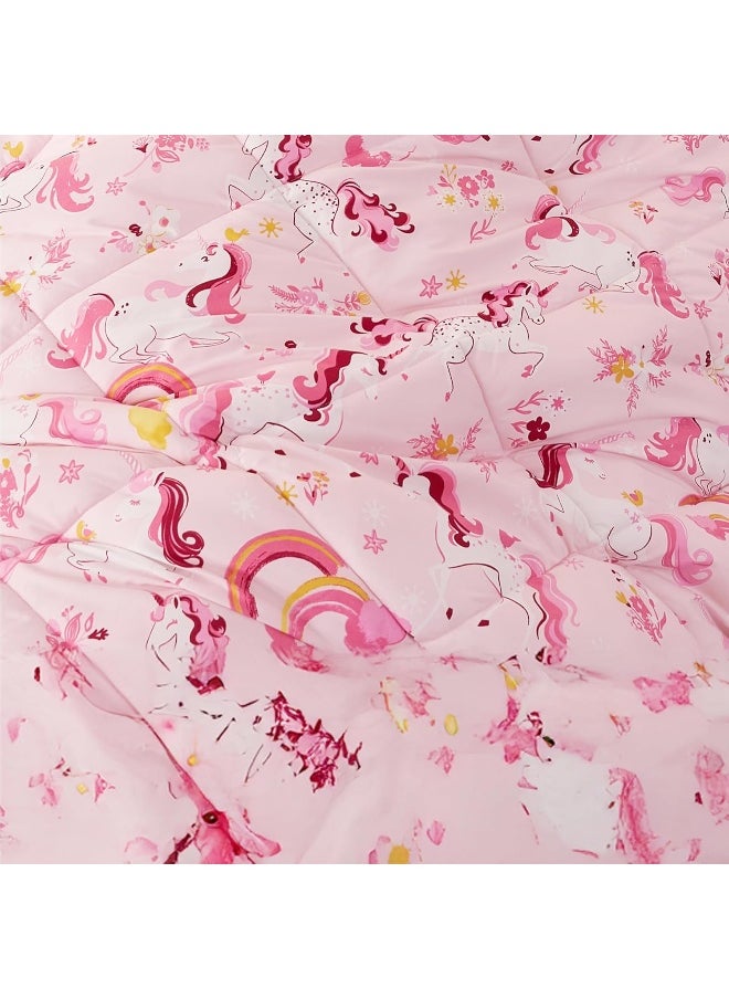 PPOLCA Twin Unicorn Comforters for Boys, 2 Pieces Kids Unicorn Bedding Kids Comforter Sets, Super Soft Lightweight for All Seasons