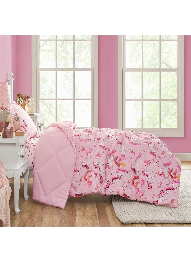 PPOLCA Twin Unicorn Comforters for Boys, 2 Pieces Kids Unicorn Bedding Kids Comforter Sets, Super Soft Lightweight for All Seasons