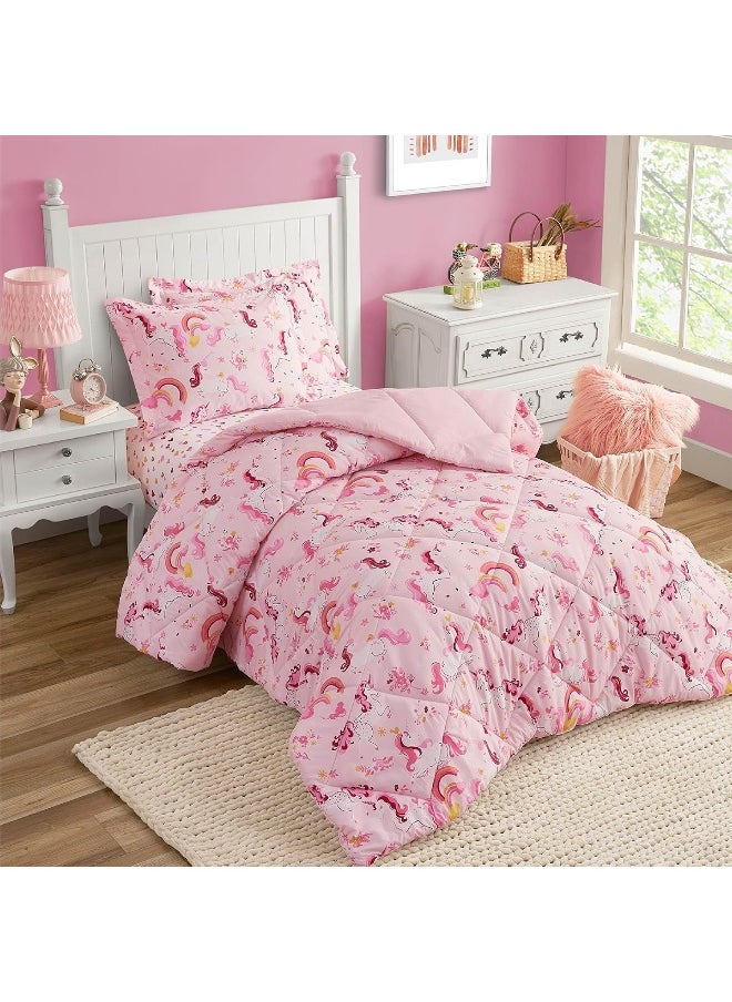 PPOLCA Twin Unicorn Comforters for Boys, 2 Pieces Kids Unicorn Bedding Kids Comforter Sets, Super Soft Lightweight for All Seasons