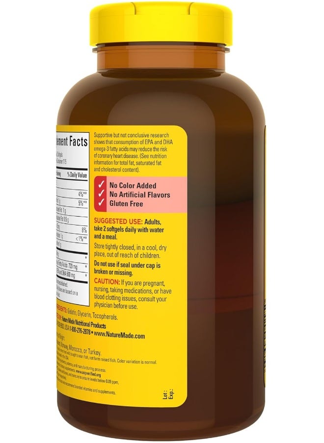 Fish Oil 1200Mg, 230 Softgels Mega Size, Fish Oil Omega 3 Supplement For Heart Health