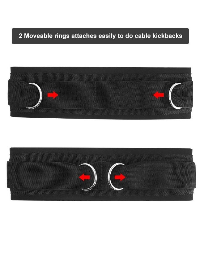 Padded Gym Pulley Strap, Waist Belt Neoprene, Rings for Cable Machines Fitness Exercise Speed Agility Resistance Training