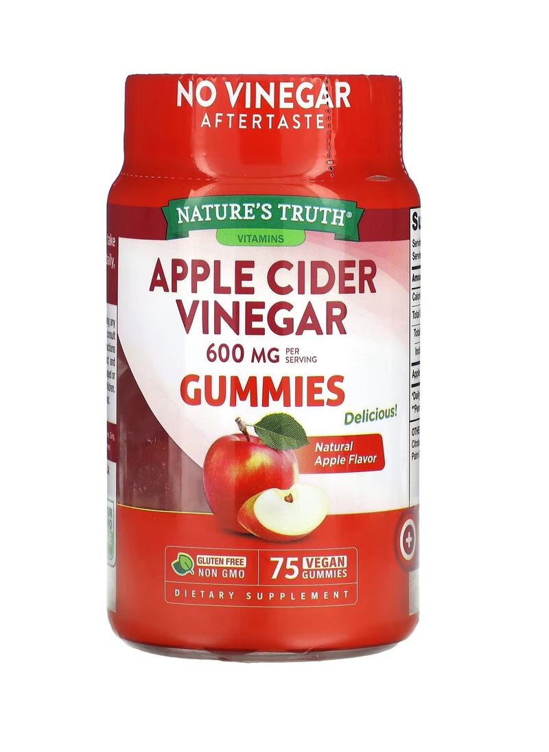 Apple Cider Vinegar Natural Apple 600 Mg 75 Vegan Gummies