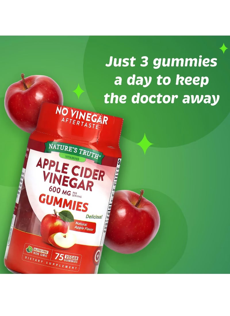 Apple Cider Vinegar Natural Apple 600 Mg 75 Vegan Gummies