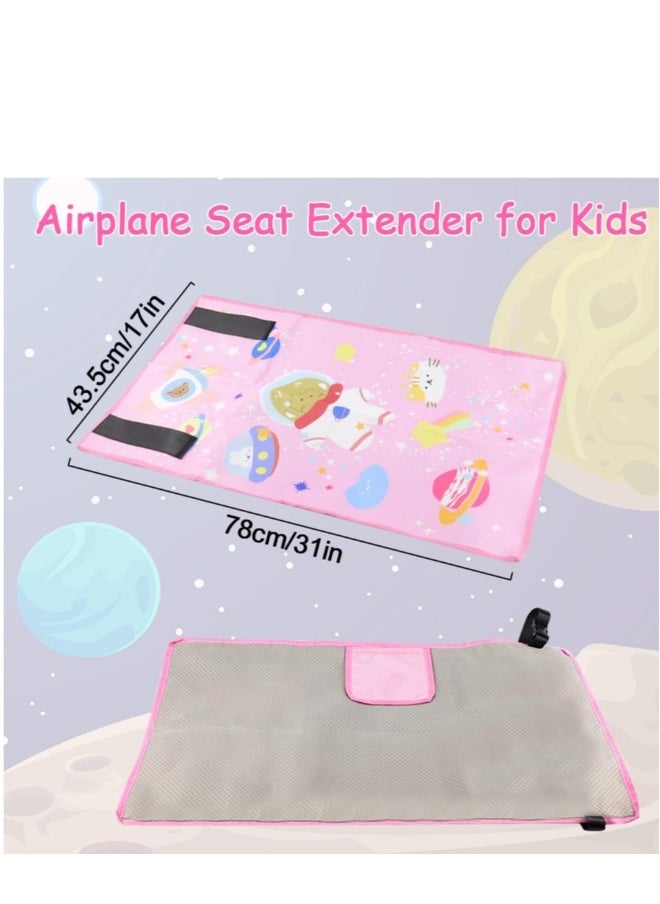 Toddler Airplane Bed, Kids Airplane Seat Extender Travel Bed, Airplane Seat Extender for Kids, Kids Airplane Travel Essentials, Baby Portable Plane Bed Foot Rest for Flights (Pink)