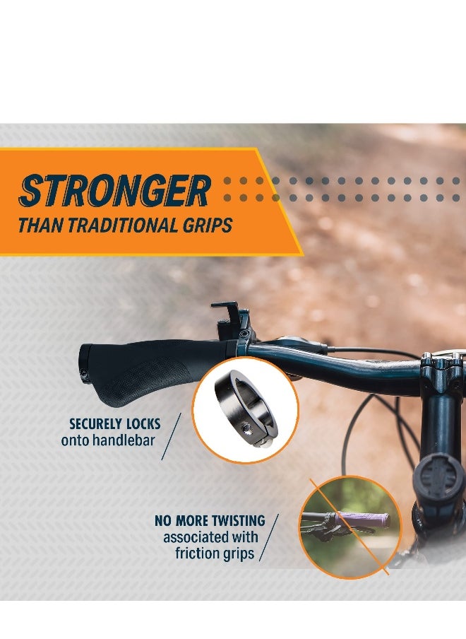 Bike Handlebar Grips – Non-Slip Bike Handle Grip with Ergonomic Comfort Design for Bicycle Flat Handle Bar – Fit Mountain Bike, City Commuter Bikes130mm