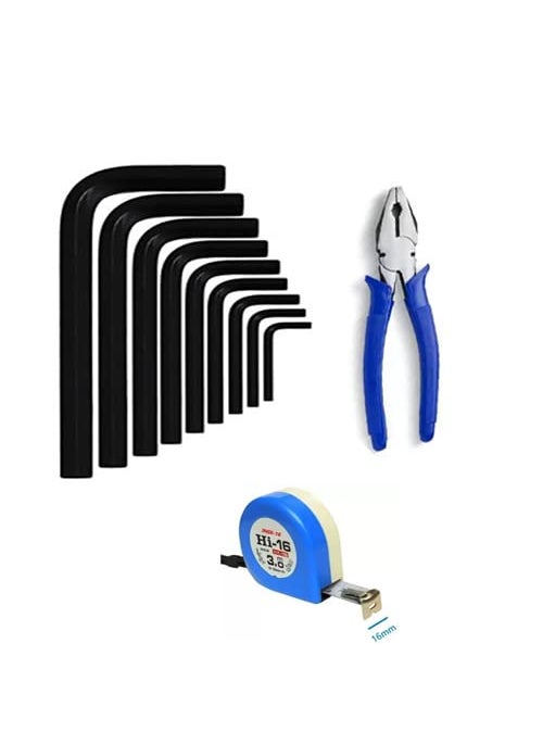 Red Champion 9 Pcs Full Hex Allen Key Kit Bolt Spanner Goti Wrench L Shape Repair Tool Set for BikeBicycleCycleGuitar Allen Key Set With 85 Inch Plas And 3m Inchitape