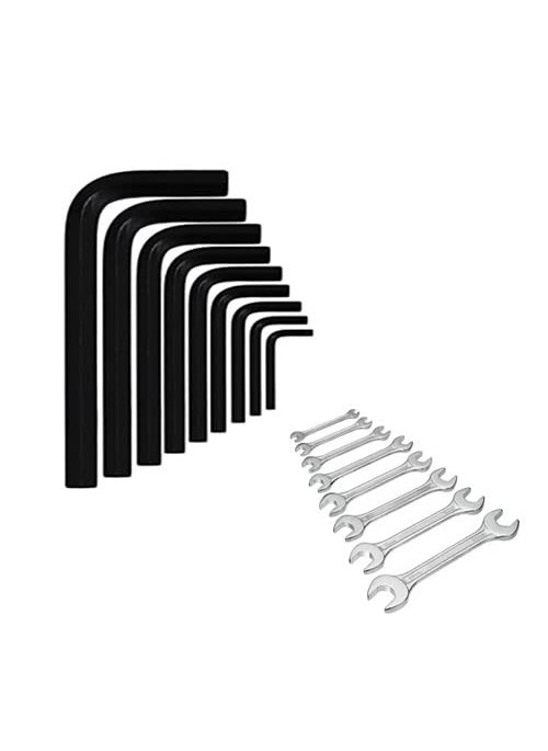 Red Champion 9 Pcs Full Hex Allen Key Kit Bolt Spanner Goti Wrench L Shape Repair Tool Set for BikeBicycleCycleGuitar Allen Key Set With 8 Pice Double Sided Open Ended Wrench SeT