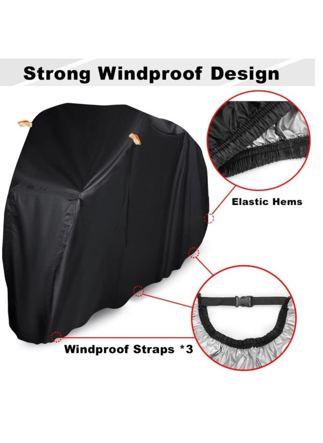 Waterproof Bike Cover, Large Bike Cover For 2 Bikes, 210x9 5x110cm 210T Bike Covers For Outside Storage, Outdoor Waterproof Bicycle Cover, Anti UV Rain Bike Covers With Storage Bag For Mountain E-bike
