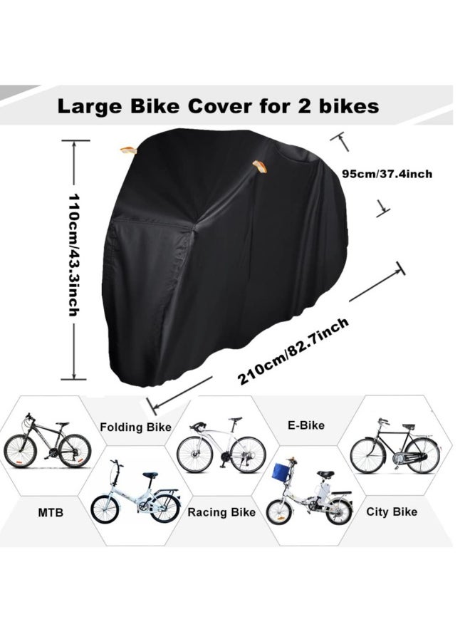 Waterproof Bike Cover, Large Bike Cover For 2 Bikes, 210x9 5x110cm 210T Bike Covers For Outside Storage, Outdoor Waterproof Bicycle Cover, Anti UV Rain Bike Covers With Storage Bag For Mountain E-bike