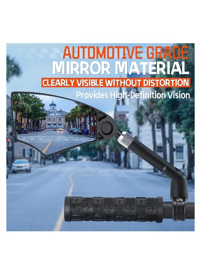Bike Mirror, Anti-Glare Handlebar Bicycle Rear View Mirror, Retractable and 360° Rotation Adjustable, HD View Stable Image, for 20-23mm Handlebar (Left)