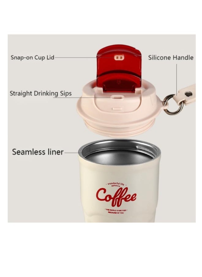 Smart Coffee Thermos, Insulated Tumblers with Leak-Proof Lid and Sling, Coffee Thermos with Temperature Display, Portable Hot and Cold Stainless Steel Coffee Mugs, for Keep Hot,Ice Coffee,Tea