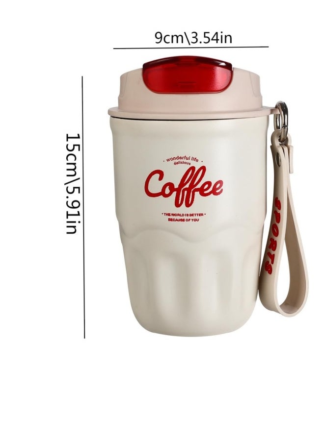 Smart Coffee Thermos, Insulated Tumblers with Leak-Proof Lid and Sling, Coffee Thermos with Temperature Display, Portable Hot and Cold Stainless Steel Coffee Mugs, for Keep Hot,Ice Coffee,Tea