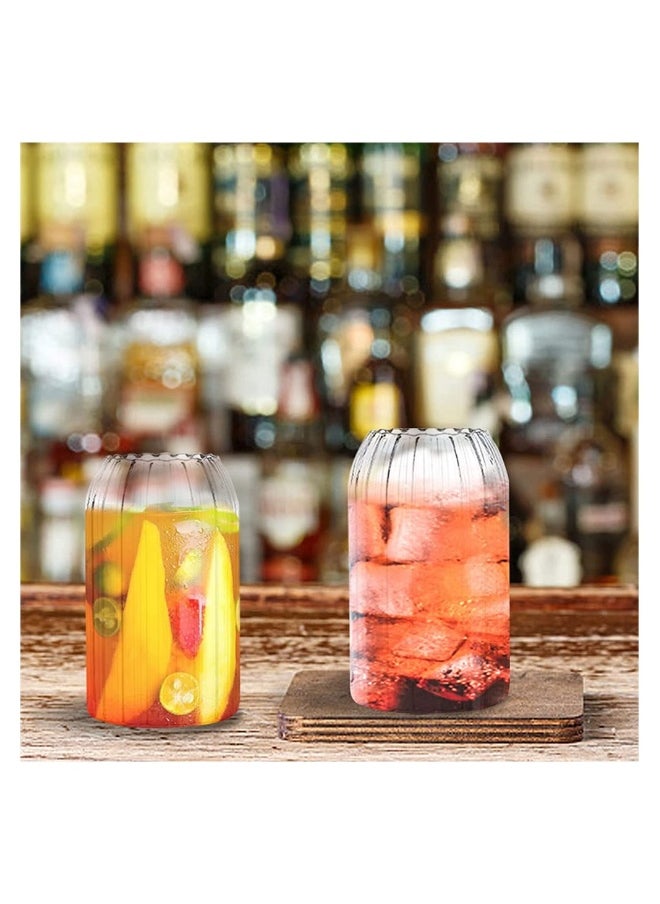 Glass Cups, 25oz Can Shaped Glass Cups With Straw and Brush, Tumbler Cup, Iced Coffee Glasses, Soda Can Glasses for any Drink and any Occasion, Top-rack Dishwasher Safe (2Pcs)
