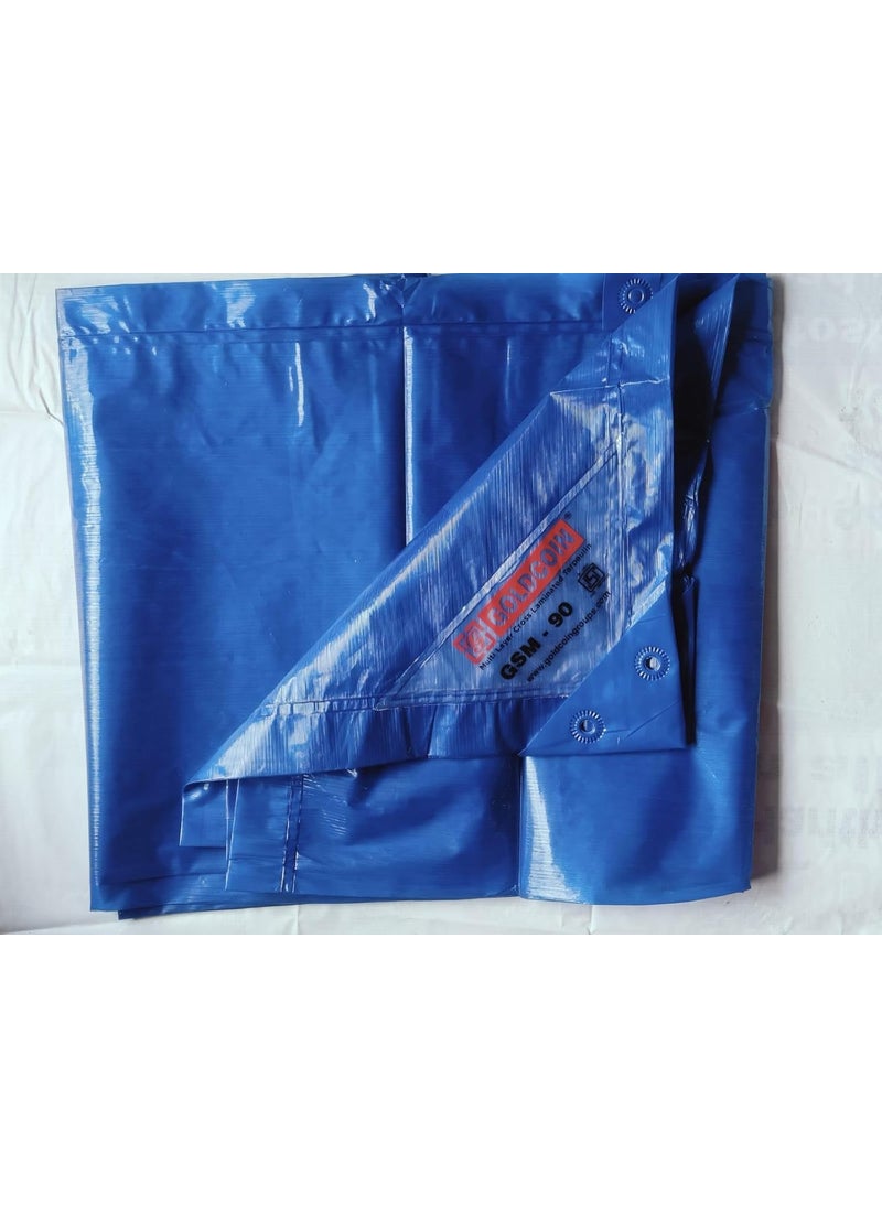 TARPULINE 15 X 18 FEET TRANSPARENT BLUE Tent for PREMIUM 90 GSM MULTILAYER UV RESISTANT PROTECT from WINDRAIN OR SUN LIGHTincludes REINFORCED EDGES ON 4 SIDES for EXTRA STRENGTH