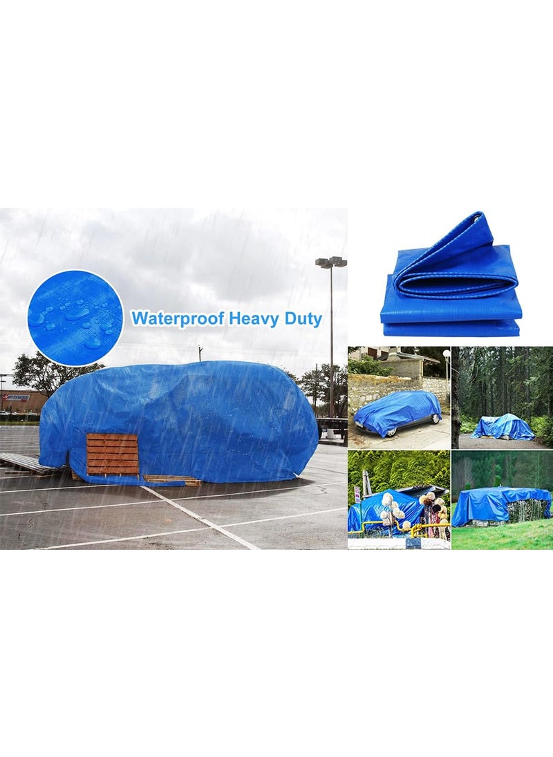 TARPULINE 12 X 18 FEET Transparent Blue Tent for Premium 90 GSM Multilayer UV Resistant Protect from WindRAIN OR Sun Light Includes Reinforced Edges ON 4 Sides for Extra Strength