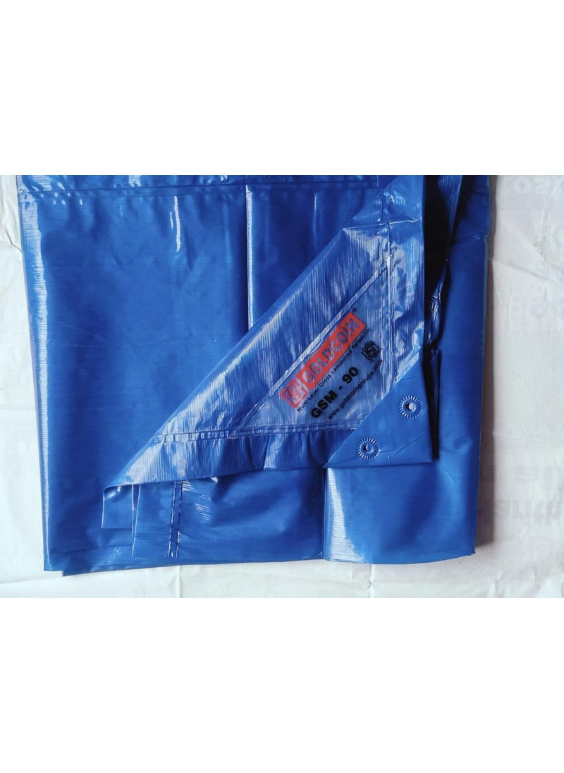 TARPULINE 12 X 18 FEET Transparent Blue Tent for Premium 90 GSM Multilayer UV Resistant Protect from WindRAIN OR Sun Light Includes Reinforced Edges ON 4 Sides for Extra Strength