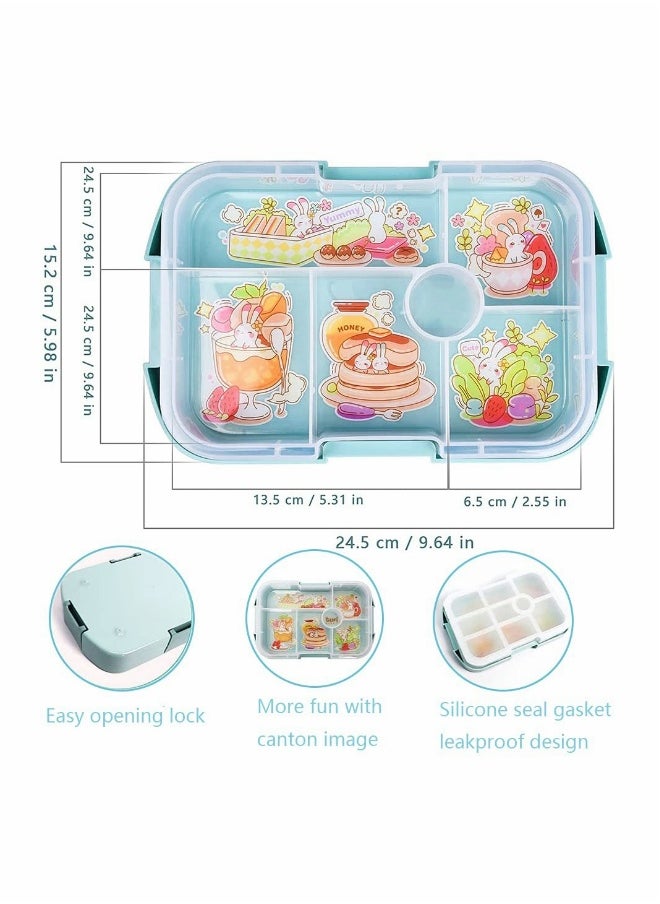 Kids Lunch Box Bento Box for Kid with 6 Compartments BPA Free Plastic Picnic Snack Salad Baby Bento Boxes