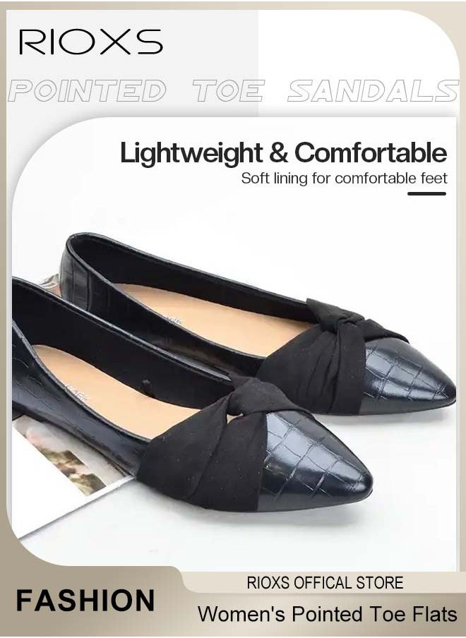 Women's Pointed Toe Bow-Knot Flat Shoes, Loafer Flat Dress Shoes, Wear to Work Slip On Moccasins, Comfort Driving Office Shoes, Ladies Ballet Flats Shoes, Flats Dressy Flatsiving Office Shoes