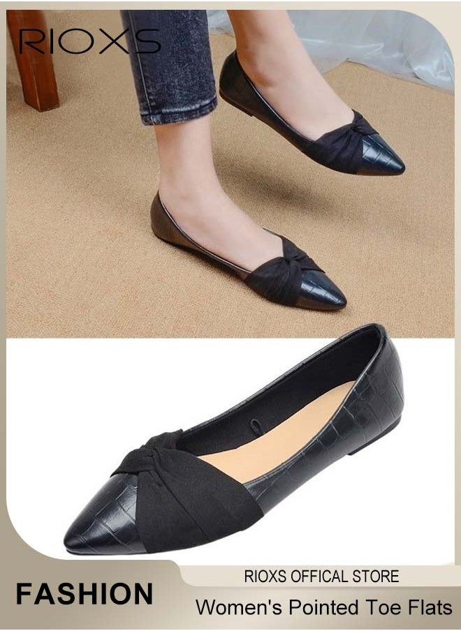 Women's Pointed Toe Bow-Knot Flat Shoes, Loafer Flat Dress Shoes, Wear to Work Slip On Moccasins, Comfort Driving Office Shoes, Ladies Ballet Flats Shoes, Flats Dressy Flatsiving Office Shoes