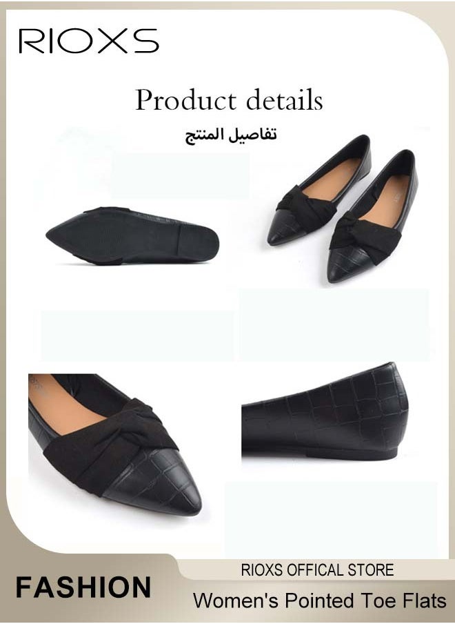 Women's Pointed Toe Bow-Knot Flat Shoes, Loafer Flat Dress Shoes, Wear to Work Slip On Moccasins, Comfort Driving Office Shoes, Ladies Ballet Flats Shoes, Flats Dressy Flatsiving Office Shoes