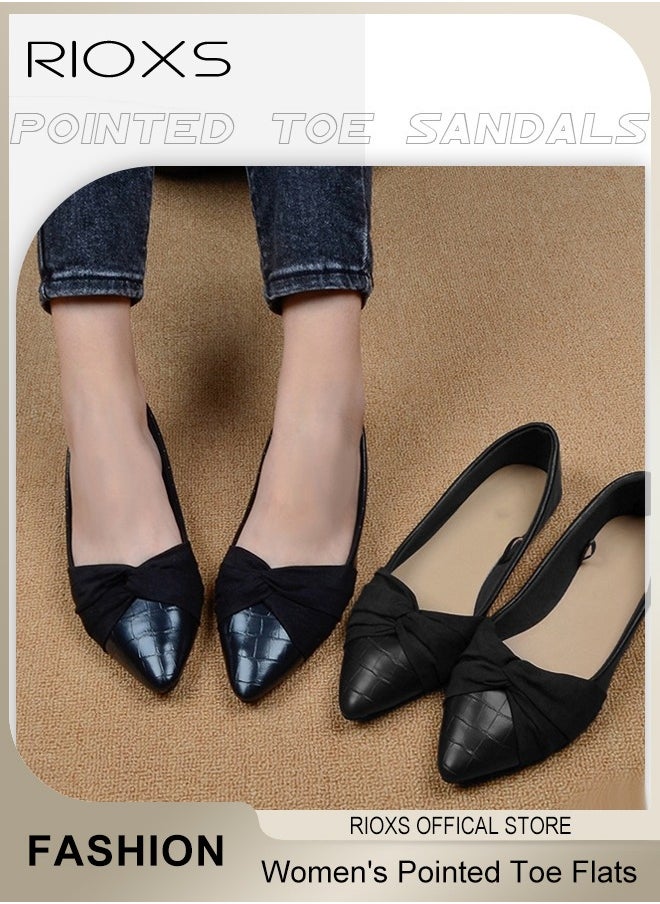 Women's Pointed Toe Bow-Knot Flat Shoes, Loafer Flat Dress Shoes, Wear to Work Slip On Moccasins, Comfort Driving Office Shoes, Ladies Ballet Flats Shoes, Flats Dressy Flatsiving Office Shoes