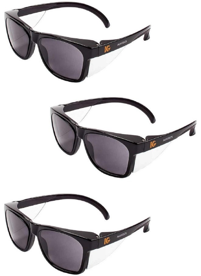 Kleenguard Maverick Safety Glasses with Integrated Side Shields (3 Pair)