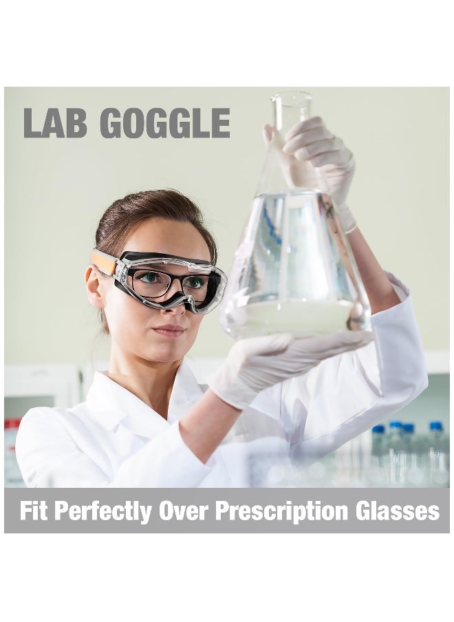 Safety Goggles for Men and Women, Anti Fog Scratch Resistant Clear Lens, Fit over Glasses, Industrial Grade Safety Glasses for Labs, Home, Work, Woodworking