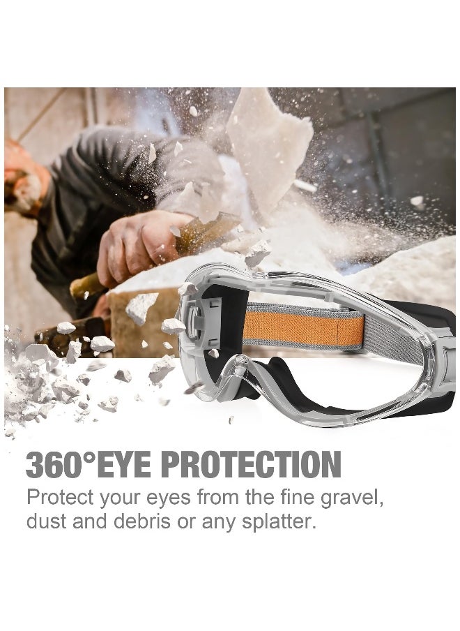 Safety Goggles for Men and Women, Anti Fog Scratch Resistant Clear Lens, Fit over Glasses, Industrial Grade Safety Glasses for Labs, Home, Work, Woodworking