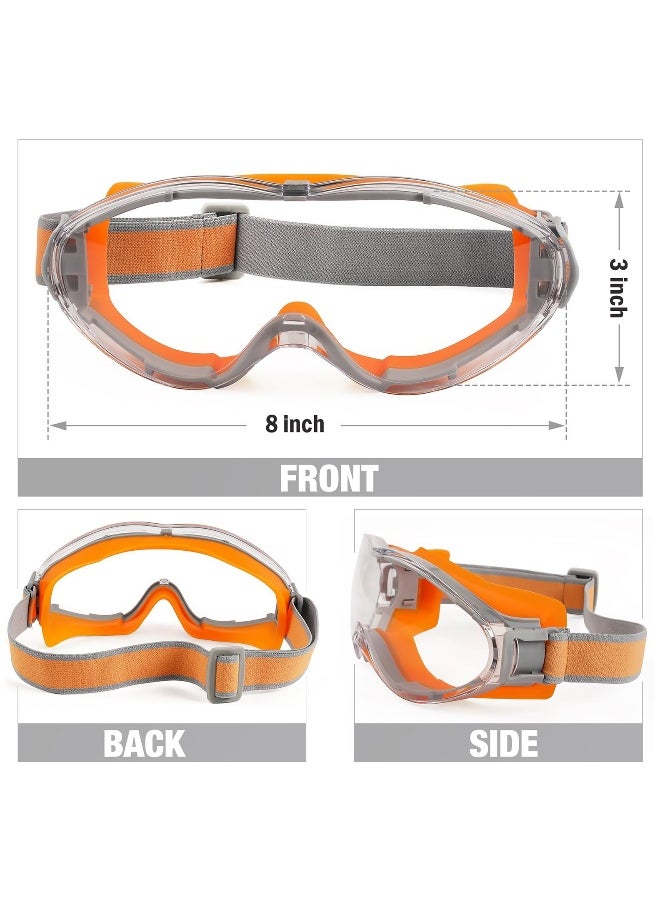 Safety Goggles for Men and Women, Anti Fog Scratch Resistant Clear Lens, Fit over Glasses, Industrial Grade Safety Glasses for Labs, Home, Work, Woodworking