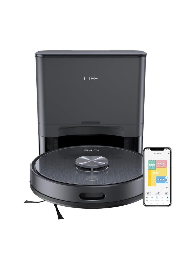 ILIFE T20s Pro SelfEmptying Robotic Vacuum Cleaner with Advanced LDS Navigation 6500Pa Strong Suction Simultaneous Vac and Mop Multi Floor Mapping Customized Cleaning WiFiApp Alexa GH