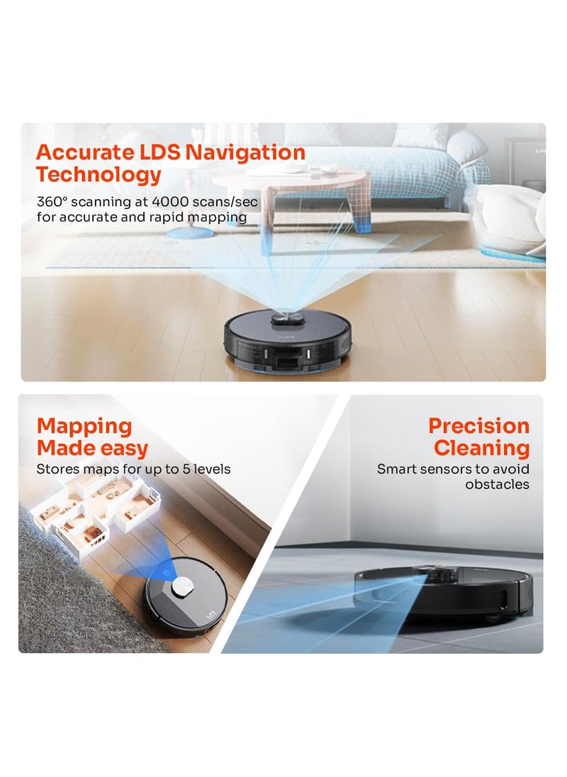ILIFE T20s Pro SelfEmptying Robotic Vacuum Cleaner with Advanced LDS Navigation 6500Pa Strong Suction Simultaneous Vac and Mop Multi Floor Mapping Customized Cleaning WiFiApp Alexa GH