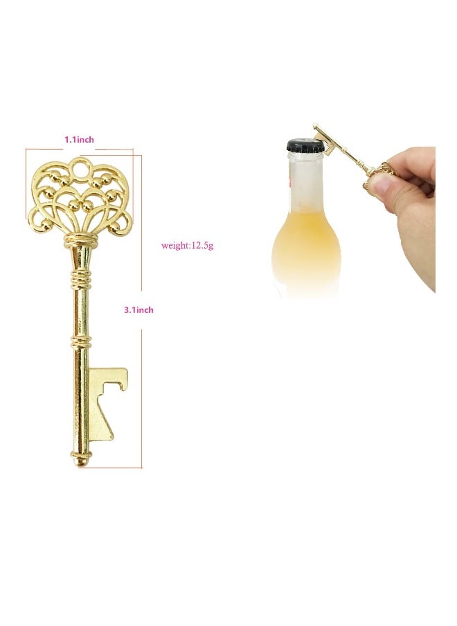 Key Bottle Openers, 50 Set Vintage Key Bottle Opener With Escort Card Tag And Key Chains, For Party And Festival Souvenir Gift (Gold)